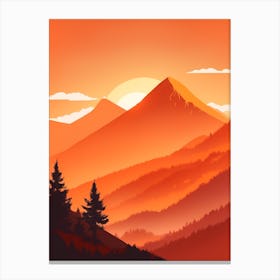 Misty Mountains Vertical Composition In Orange Tone 16 Canvas Print