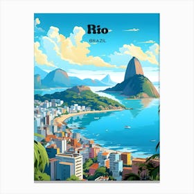 Rio Brazil Oceanview Travel Art Illustration Canvas Print