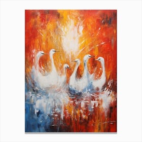 Swans Abstract Expressionism 1 Canvas Print