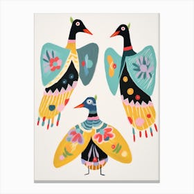 Folk Style Bird Painting Goose 2 Canvas Print