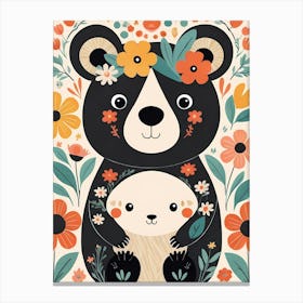 Floral Cute Baby Bear Nursery (2) Canvas Print
