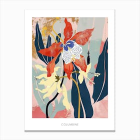 Colourful Flower Illustration Poster Columbine 4 Canvas Print