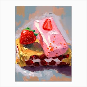 Strawberry Cake Oil Painting 1 Canvas Print