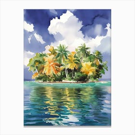 Tropical Island With Palm Trees Canvas Print