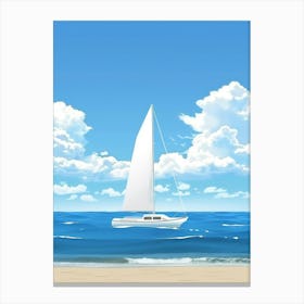 Sailboat On The Beach Vector Canvas Print