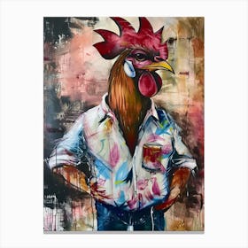 Animal Party: Crumpled Cute Critters with Cocktails and Cigars Rooster 1 Canvas Print