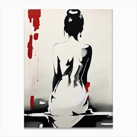 Traditional Japanese Art Style Nude Geisha Girl Canvas Print