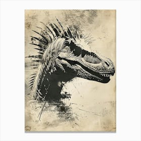 Silk Screen Inspired Spikey Dinosaur Portrait Canvas Print