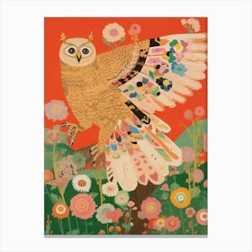 Maximalist Bird Painting Owl Canvas Print