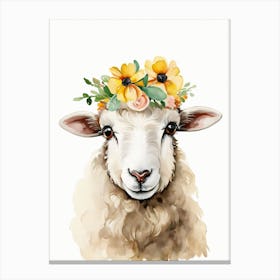 Baby Blacknose Sheep Flower Crown Bowties Animal Nursery Wall Art Print (15) Canvas Print
