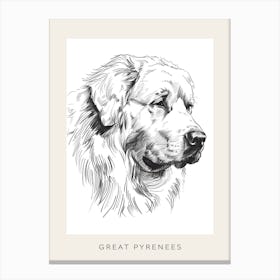 Great Pyrenees Dog Line Sketch Poster Canvas Print