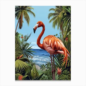 Greater Flamingo Greece Tropical Illustration 5 Canvas Print