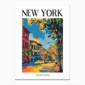 Jackson Heights New York Colourful Silkscreen Illustration 1 Poster Canvas Print