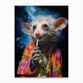  A Possum Smoking Cigarette Vibrant Paint Splash 1 Canvas Print