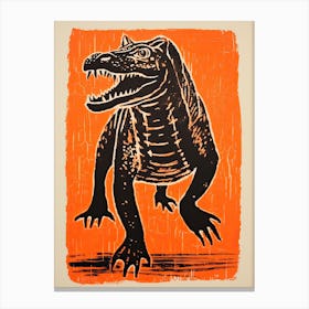 Alligator, Woodblock Animal Drawing 3 Canvas Print