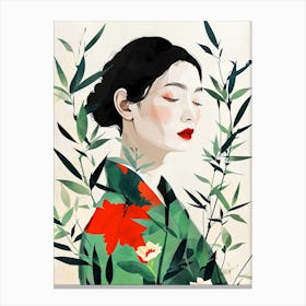 Asian Girl nature illustration Canvas Print