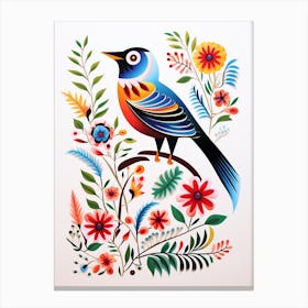 Scandinavian Bird Illustration House Sparrow 3 Canvas Print