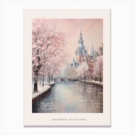 Dreamy Winter Painting Poster Amsterdam Netherlands 4 Canvas Print
