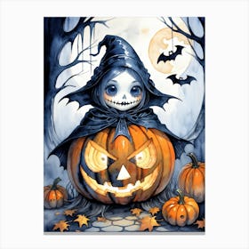Cute Jack O Lantern Halloween Painting (18) Canvas Print