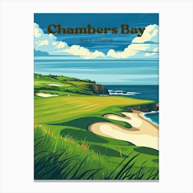 Chambers Bay Golf Course Pga Tournament Digital Travel Illustration Canvas Print