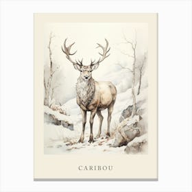 Beatrix Potter Inspired  Animal Watercolour Caribou 4 Canvas Print