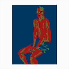 A Man Posing Blue Canvas Print