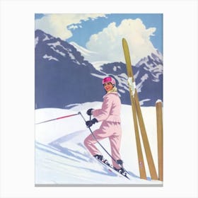 Saas Fee, Switzerland Glamour Ski Skiing Poster Canvas Print