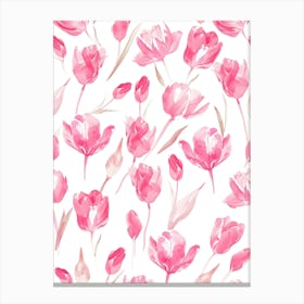 Pink Tulips Seamless Pattern Canvas Print