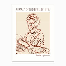 Line Art Minimalist – Portrait Of Elizabeth Alekseevna (Wife Emperor Alexander I) – Élisabeth Vigée Le Brun – Classic Painting 1 Canvas Print