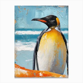 King Penguin Dunedin Taiaroa Head Colour Block Painting 1 Canvas Print