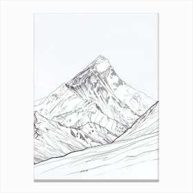 Mount Everest Nepaltibet Line Drawing 2 Canvas Print