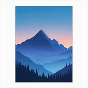 Misty Mountains Vertical Composition In Blue Tone 195 Canvas Print