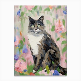A Norwegian Forest Cat Painting, Impressionist Painting 1 Canvas Print