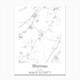 Rheinau,Germany Minimalist Map Canvas Print