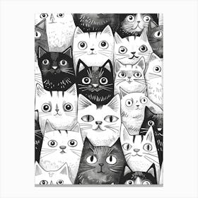 Perfectly Repeatable Artwork With Cute Cat Faces 58 Canvas Print