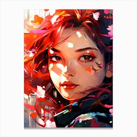 Anime Girl With Red Hair Canvas Print