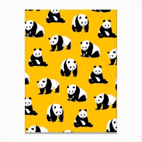 Panda Pattern Yellow Canvas Print