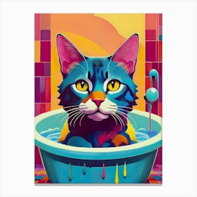 Cat In The Bath Canvas Print