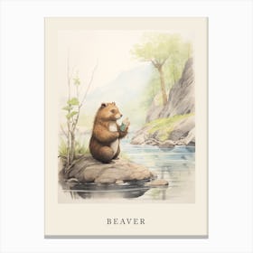 Beatrix Potter Inspired  Animal Watercolour Beaver 2 Canvas Print