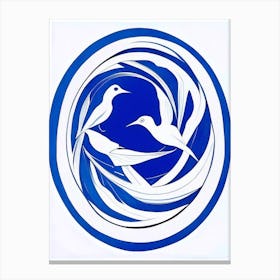 Circle Of Life Symbol Blue And White Line Drawing Canvas Print
