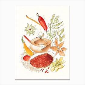 Paprika Spices And Herbs Pencil Illustration 1 Canvas Print