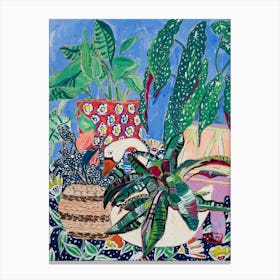 Houseplant Jungle Blue Floral Canvas Print