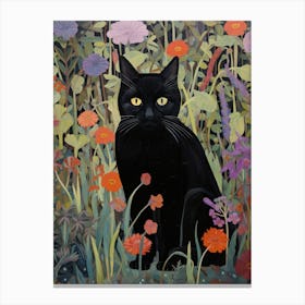 Black Cat In The Garden 3 Canvas Print