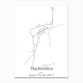 Tlachichilco,Mexico Minimalist Map Canvas Print