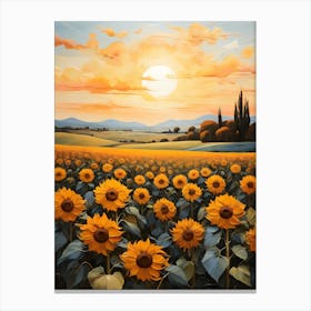 Sunflowers At Sunset Canvas Print