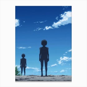 Two Anime Characters Standing On A Hill Canvas Print