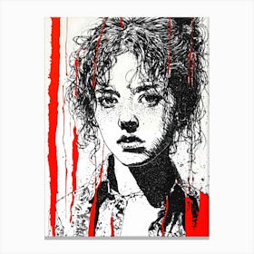 Girl With Blood On Her Face Canvas Print