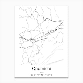 Onomichi,Japan Minimalist Map Canvas Print