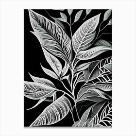 Lemon Verbena Leaf Linocut 2 Canvas Print
