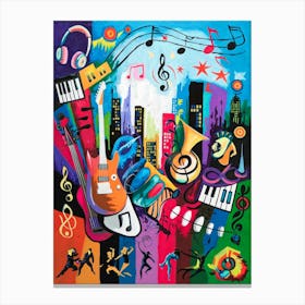 Abstract Painting Music City Canvas Print